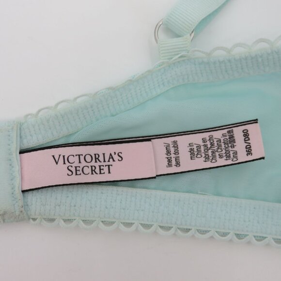 Victorias Secret 36D Dream Angels Lined Demi Blue Floral Lace Bra Underwire - Picture 12 of 16